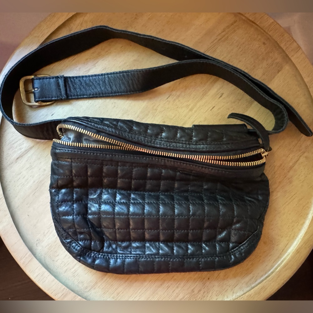 Clare Vivier for Steven Alan Black Leather Quilted Belt Bag
